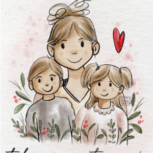 Retrato ilustrado personalizado para mamá sin marco