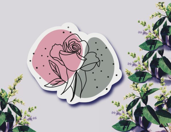 Flor Rosa y Gris Sticker