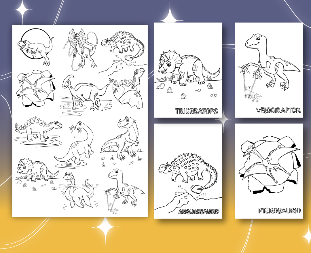 Hojas para Colorear Vol. 3 Dinosaurios - Imagen 2